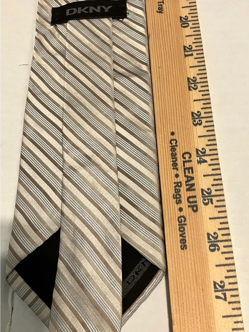 Dkny Beige and Brown Striped Silk Tie Made in the USA